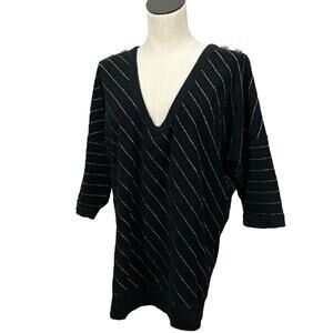 Juicy Couture Y2K Black Gold Metallic Terry Cloth Off Shoulder Swim Cover L